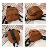 Corduroy Mini Backpack Small Casual Student Bookbags Travel Backpacks