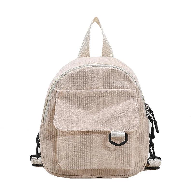 Corduroy Mini Backpack Small Casual Student Bookbags Travel Backpacks