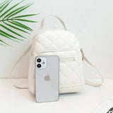 Embroidered Small Backpack PU Leather Women's Shoulder Bag