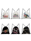 Flowers Birds Drawstring Backpack Sports Gym Bag Women Men Travel Mini Bag