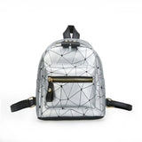 Pink Sliver Leather Backpack School Rucksack College Shoulder Satchel