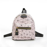Pink Sliver Leather Backpack School Rucksack College Shoulder Satchel