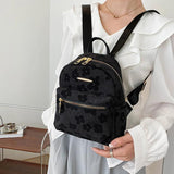 Female Portable Shoulder School Bag Soft Canvas Rucksack
