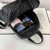 Women Backpack Travel Lattice Pattern Handbag Double Shoulder Bag