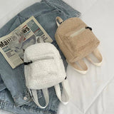 Vintage Wool Backpack Women Autumn Winter Knapsack College Students School Bags