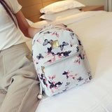 Butterfly Flower Kids Backpack Floral Pattern PU Leather Bag
