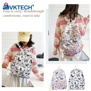 School Bags Butterfly Print Laptop Rucksack Student Shoulder Bag