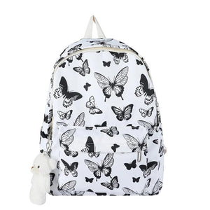School Bags Butterfly Print Laptop Rucksack Student Shoulder Bag