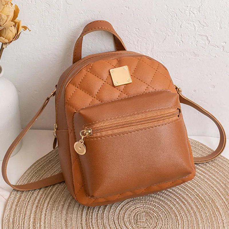 Ladies PU Leather Mini Backpack Multi-Function School Bags Mochilas
