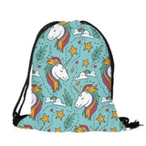 3D Print Cartoon Unicorn Drawstring Backpack Small Size