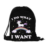 3D Print Cartoon Unicorn Drawstring Backpack Small Size