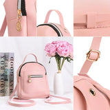 PU Women Shoulders Small Backpack Mini Purse Mobile Phone Messenger Bag