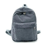 Women Corduroy Backpack Travel Rucksack School Shoulder Bag Gray Khaki