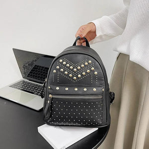 Women Backpack Purse PU Leather Rivet Studded Ladies Rucksack Shoulder Bag