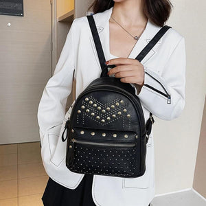 Women Backpack Purse PU Leather Rivet Studded Ladies Rucksack Shoulder Bag