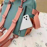 Women Cartoon Printing Rucksack Contrast Knapsack Girls Schoolbags