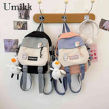 Women Cartoon Printing Rucksack Contrast Knapsack Girls Schoolbags