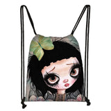 Gothic Cartoon Girl Drawstring Bag Casual Backpack Women