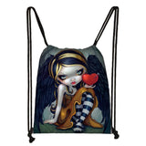 Gothic Cartoon Girl Drawstring Bag Casual Backpack Women