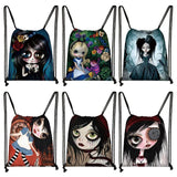 Gothic Cartoon Girl Drawstring Bag Casual Backpack Women