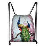 Bird Drawstring Bag for Women Shoulders Storage Shopping Bags