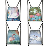 Bird Drawstring Bag for Women Shoulders Storage Shopping Bags