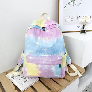 Colorful Pattern School Shoulder Bag Teen Girls Zipper Backpack