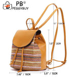 Women Straw Embroidery Shoulder Backpack Boho Ethnic Spring Summer Beach