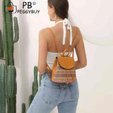 Women Straw Embroidery Shoulder Backpack Boho Ethnic Spring Summer Beach