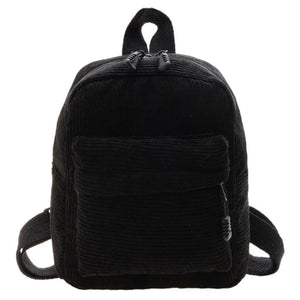 Corduroy Backpack Women School Backpack Soft Pure Teenger Girl School Bag