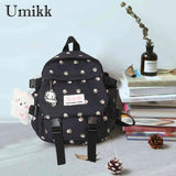 Women Flowers Backpack with Pendant Floral School Bag