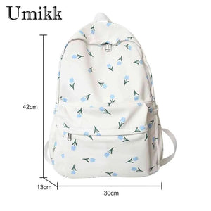 Floral Prints School Bag with Large Capacity for Teenagers