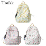 Floral Printed Student Backpack Nylon Daypack Teen Shoulder Bags for Girls