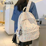 Floral Printed Student Backpack Nylon Daypack Teen Shoulder Bags for Girls