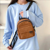 Corduroy Backpack Women's Bag School Travel Rucksack