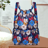 Vintage Drawstring Backpacks Women Large Flower Ethnic Style Waterproof Rucksack