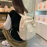 Corduroy Backpacks Women Preppy Style Large Capacity School Students