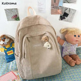 Corduroy Backpacks Women Preppy Style Large Capacity School Students