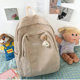 Corduroy Backpacks Women Preppy Style Large Capacity School Students
