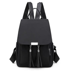 Women's Nylon Backpack Tassel School Bookbag Anti-theft Daypack