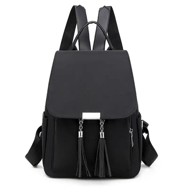 Women's Nylon Backpack Tassel School Bookbag Anti-theft Daypack