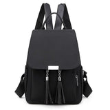 Women's Nylon Backpack Tassel School Bookbag Anti-theft Daypack