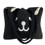 Plush Bear Tote Shoulder Bag Embroidery Satchel Shopping Bag
