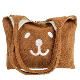 Plush Bear Tote Shoulder Bag Embroidery Satchel Shopping Bag