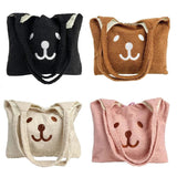 Plush Bear Tote Shoulder Bag Embroidery Satchel Shopping Bag