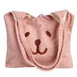 Plush Bear Tote Shoulder Bag Embroidery Satchel Shopping Bag