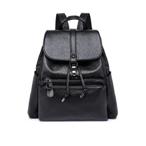 Women's Double Pocket PU Backpack Travel Bag
