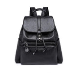 Women's Double Pocket PU Backpack Travel Bag