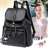 Women's Double Pocket PU Backpack Travel Bag
