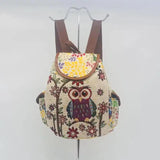 Embroidered Owl Canvas Backpack Travel Bag